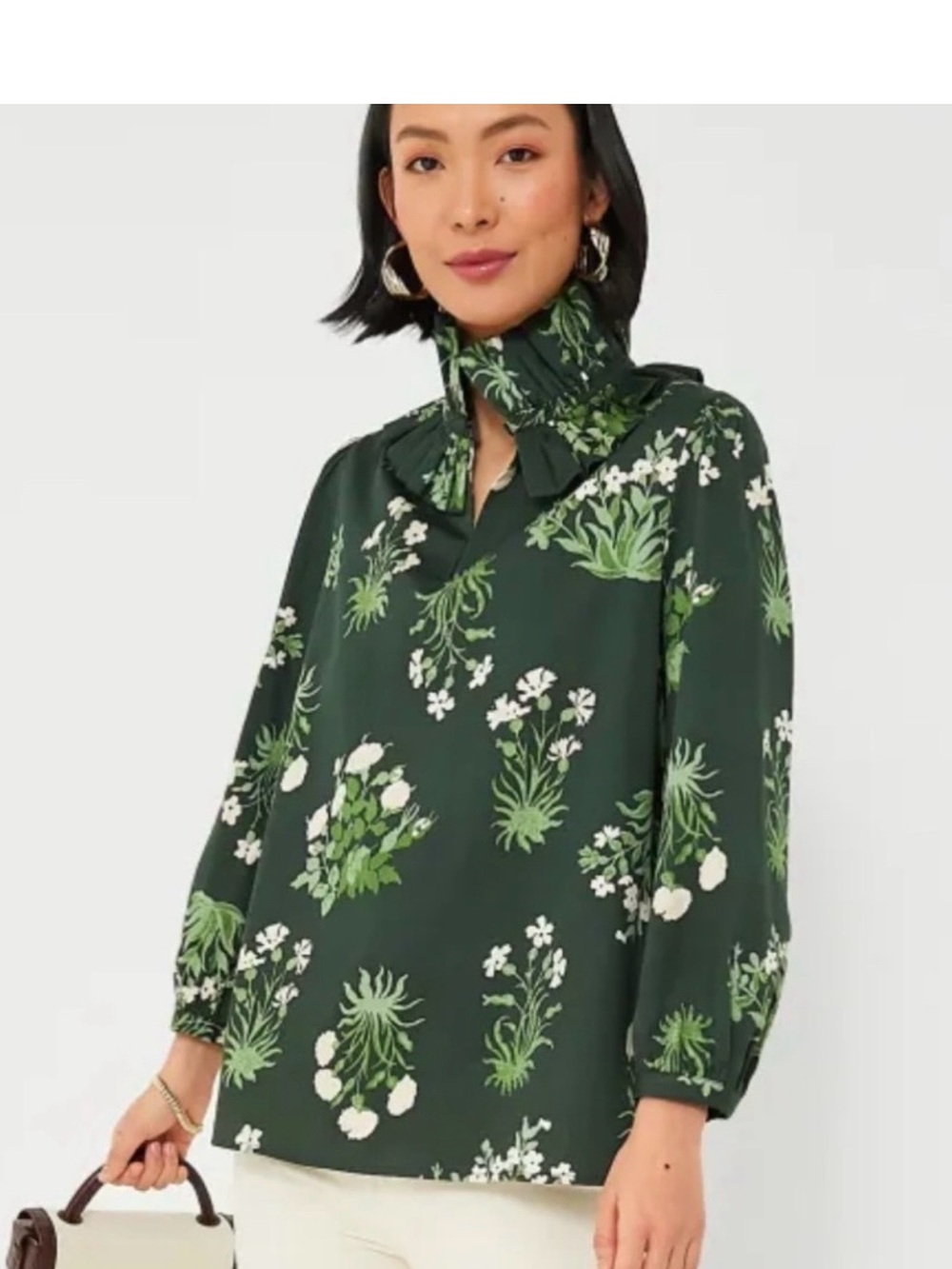 TUCKERNUCK Viridian Stamped Bouquets Bouvier Blouse Green Bouquets